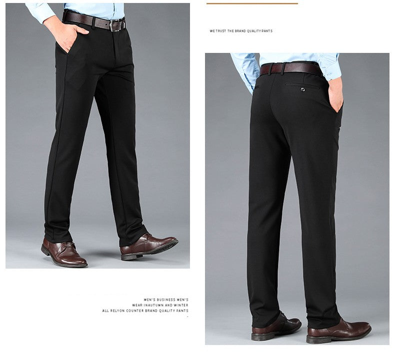 Spring Autumn Men's Smart Casual Pants Black Navy Blue Suit Pants Office Male Trousers Big Size Elegant Sports Straight Pants