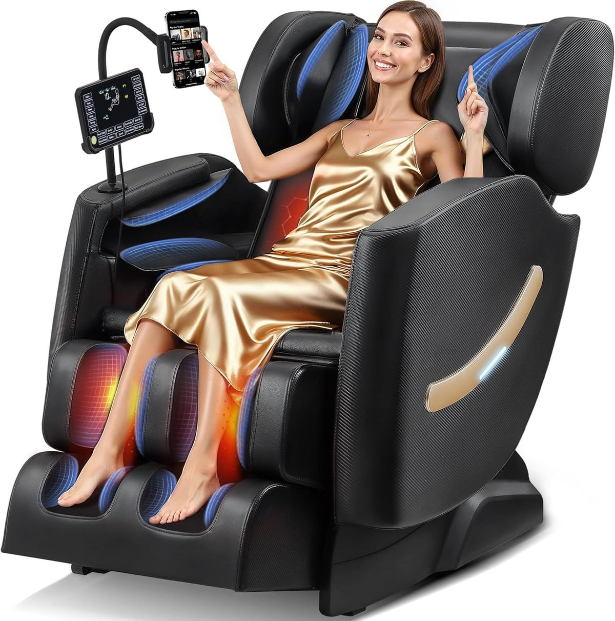 2025 Massage Chair, Zero Gravity Massage Chair Full Body Recliner w/Heat Therapy, 10 Fix Rollers, 20 Airbag, 6 Auto Mode, Extend