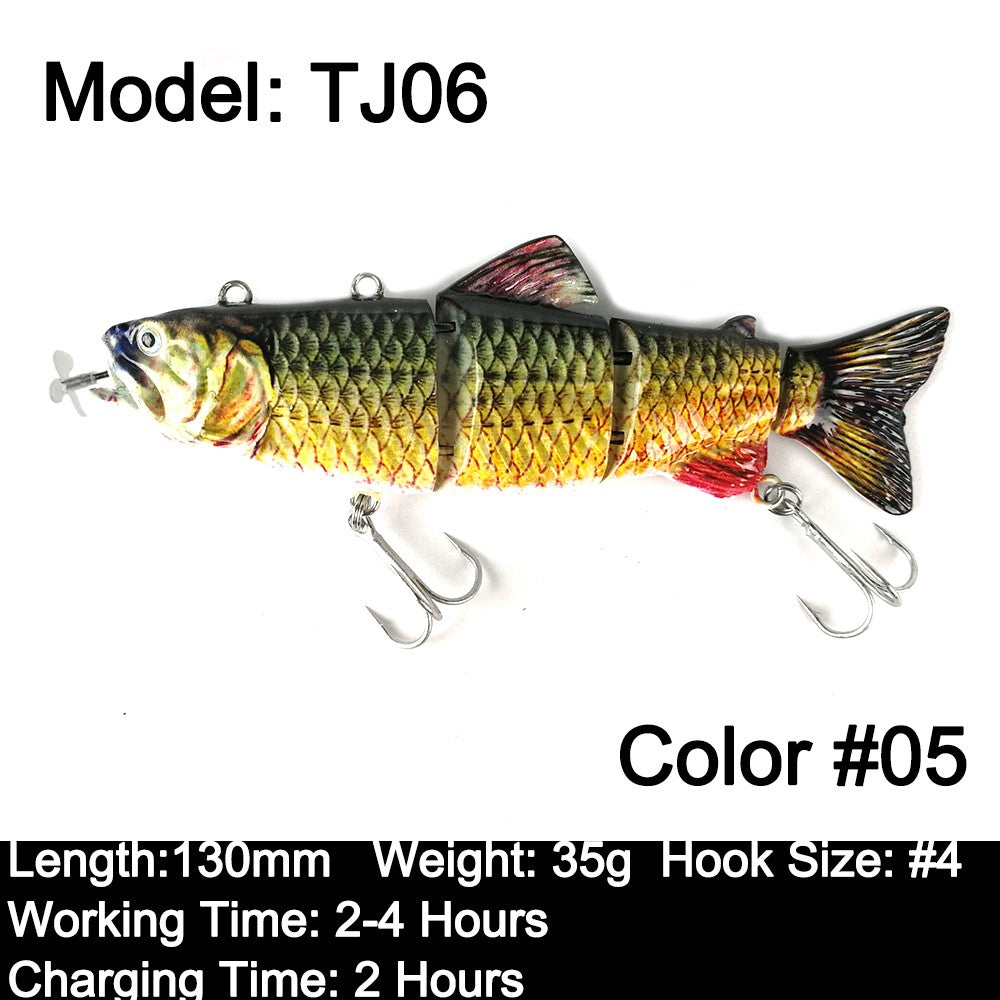 Robotic Swimming Lures 130mm 4 Segements Swimbait 35/54g Fishing Auto Electric Wobblers USB Rechargeable LED Light For Bass Pike