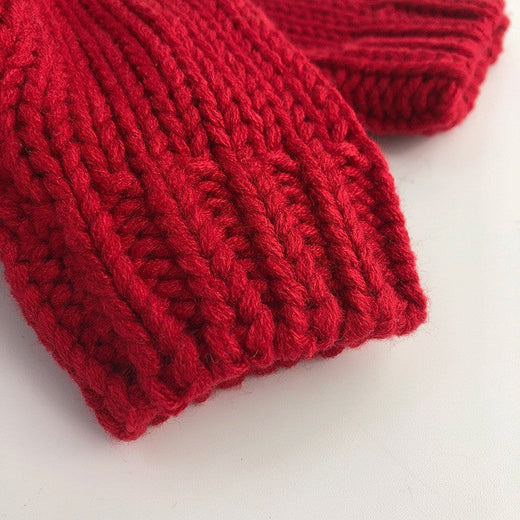 Baby Christmas Knit Sweater Pullover 1-6Yrs Tops Boys Girls Pullover Autumn Red Sweaters Children Long Sleeved Sweater Clothing