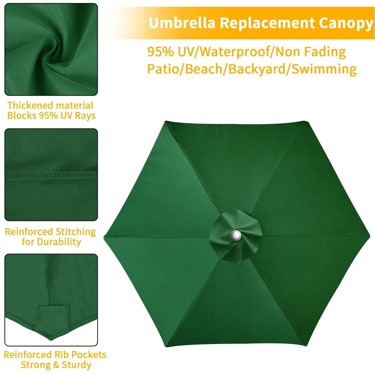 Parasol Replaceable Parasol Top Cloth Garden Patio Canopy Umbrella Cover Waterproof Sunshade 2/2.5/2.7/3m For 6 Ribs/8 Ribs