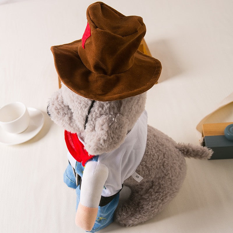 Cowboy Costume with Hat for Cat and Small Dog Pet Halloween Clothes Funny Costume for Cats & Small Dogs