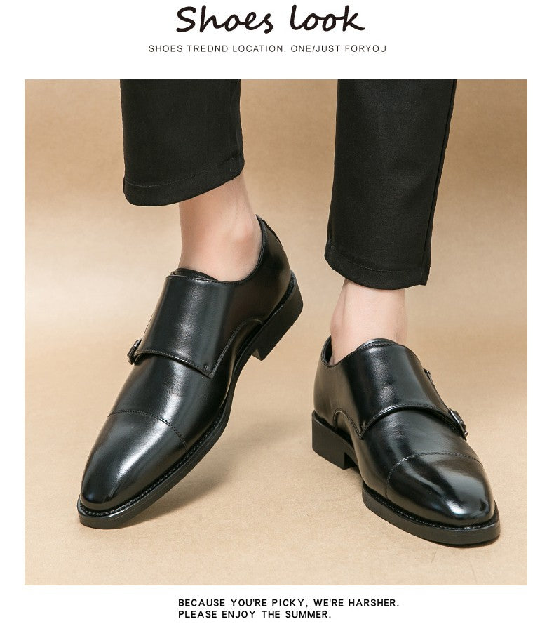 Large size men's three-point casual leather shoes men's leather business gentleman British style dress men Mengke shoes