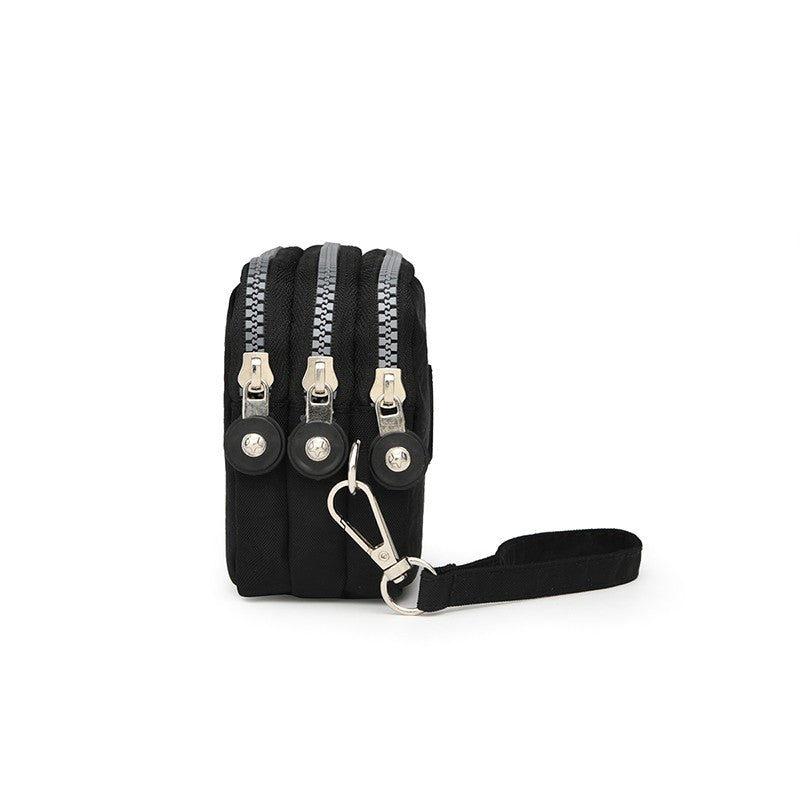 New long women's clutch, three-layer zipper, large-capacity coin purse