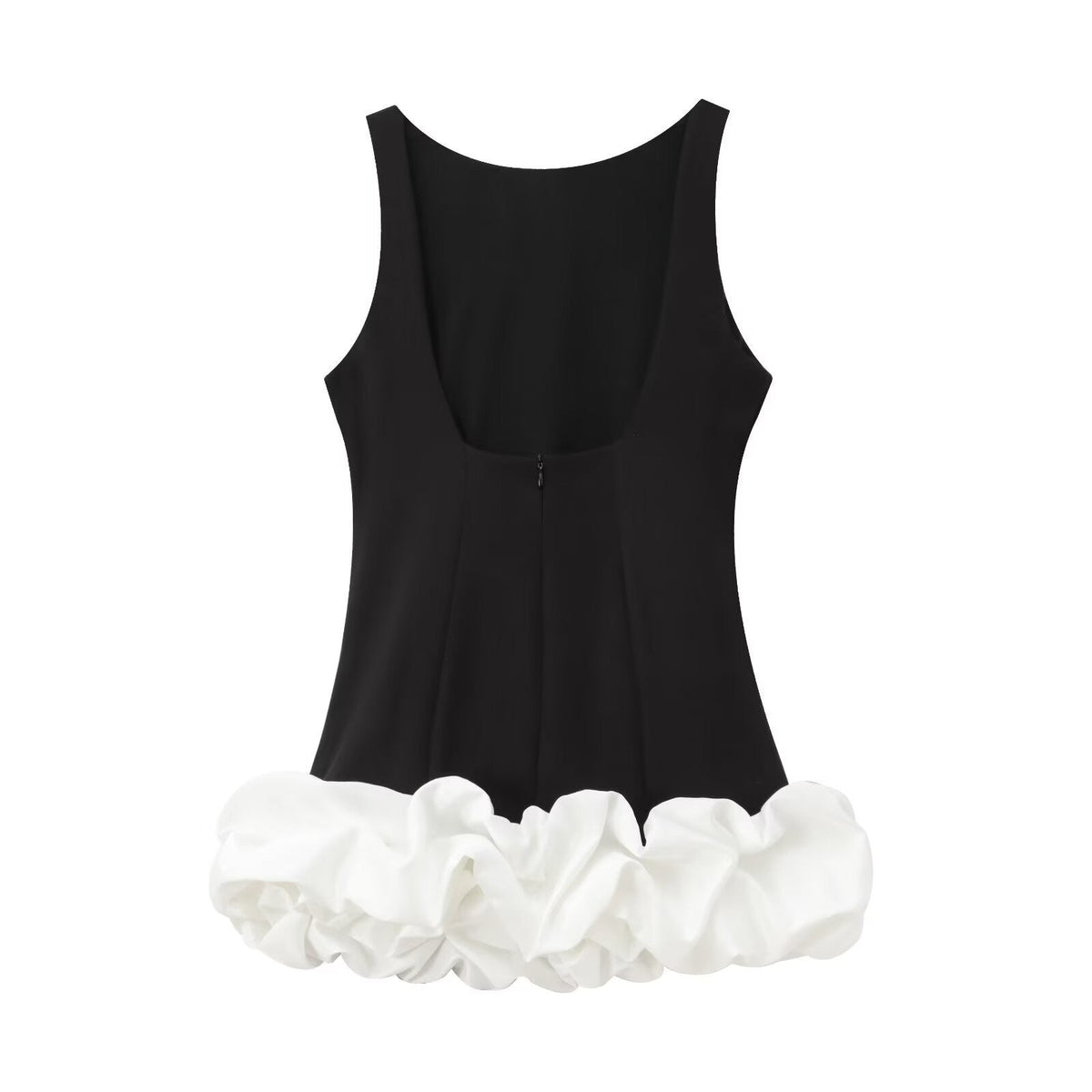 TFMLN Fashion Women Ruffle Pleated Dress Slim O-neck Sleeveless Backless Dresses Female 2025 Party Club Lady Vestidos