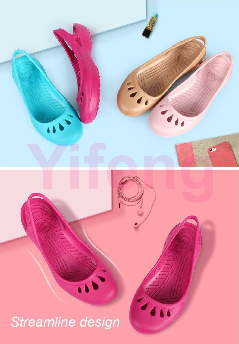 Certified Satihu Summer New Lightweight Anti Slip Hole Shoes Clog For Women's Flat Bottom Sandals Nurse Outdoor Beach Jelly