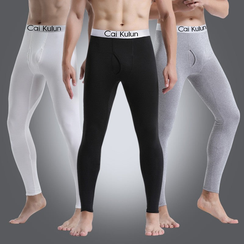 Men's Thermal Underwear Pants, Slim Leggings, Fleece Thickened Skinny Warm Long Pants, Men's Warm Pants For Autumn Winter