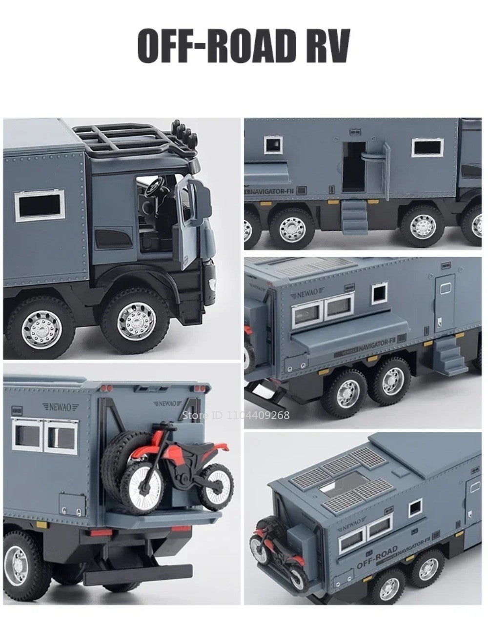1:24 NOMADISM Raptor F150 RV Alloy Model Car Toy Metal Diecast Miniature Off Road Vehicle Models Sound Light Toys For Kids Gifts