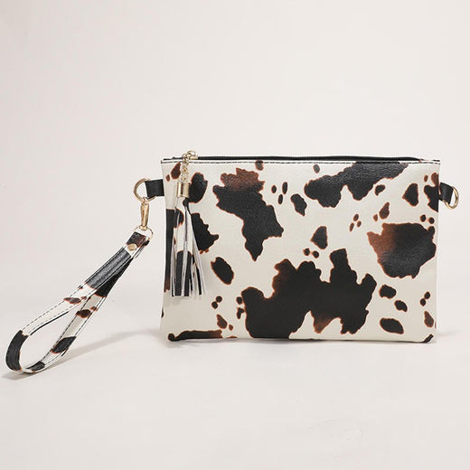 Women Handbag Clutch Leopard Print Cow Print Small Bag Purse Party Large Capacity Envelope Wristlet Bag PU Briefcase