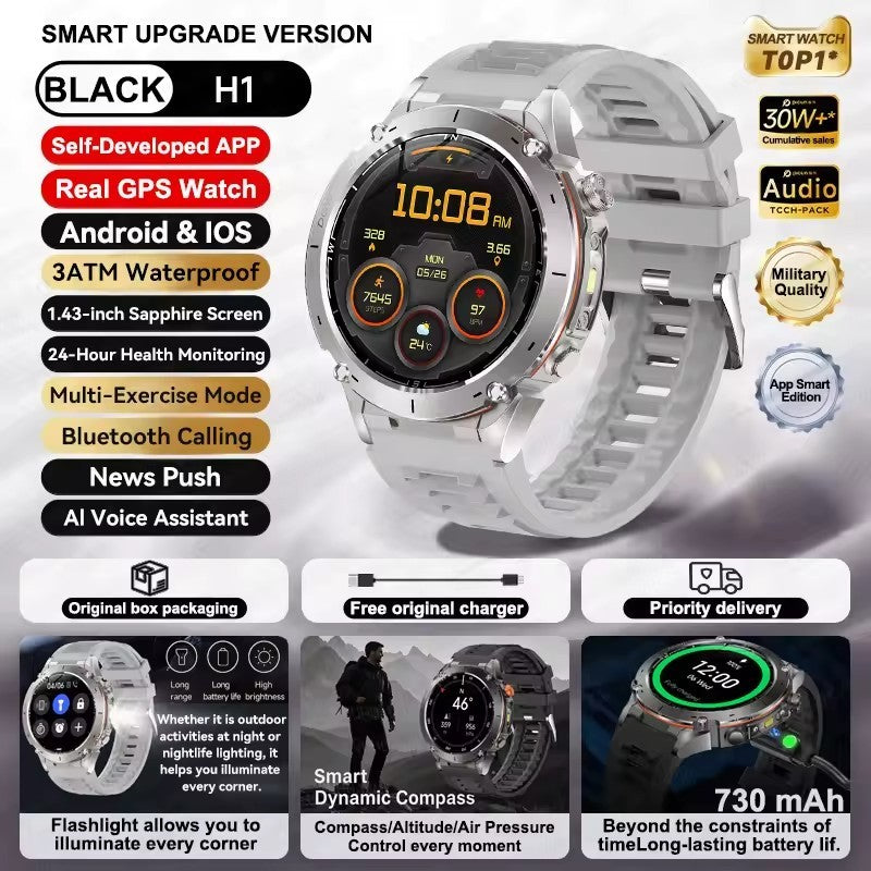 2025 New GUHUAVMI IOS Ultra GPS Smart Watch 10ATM Waterproof Built-in Dual-band GNSS Compass Military Sports Men SWIM Bracelet