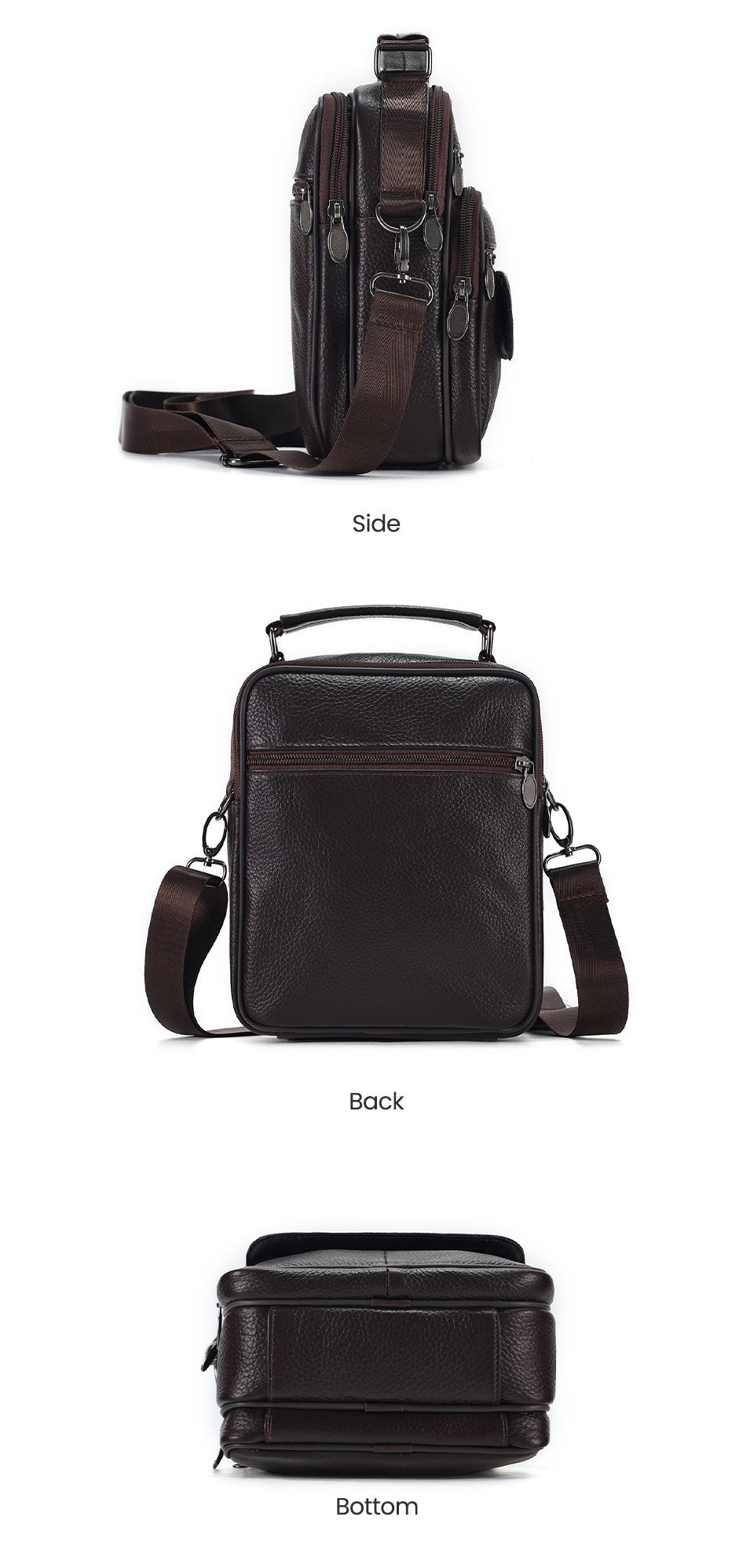 JOYIR Men Genuine Leather Crossbody Bags Messenger Bag for Male Trendy Shoulder Bags Casual Travel Sling Bag Handbags