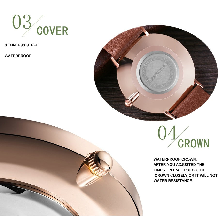 Hannah Martin Brand Japan Quartz Movement Women Fashion Watch Leather Strap Lady Wristwatches Waterproof Clock relogio feminino