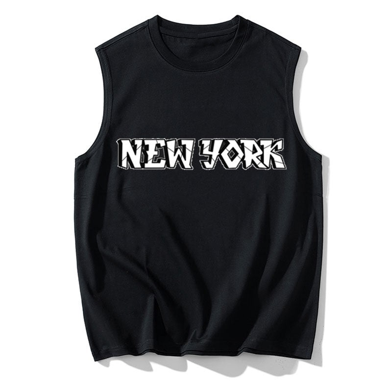 Men's Plus Size Vest Shirt 110-200KG Gym Workout Tummy Control Compression Tank Top Black Print Sleeveless Tee Fat Male Clothing