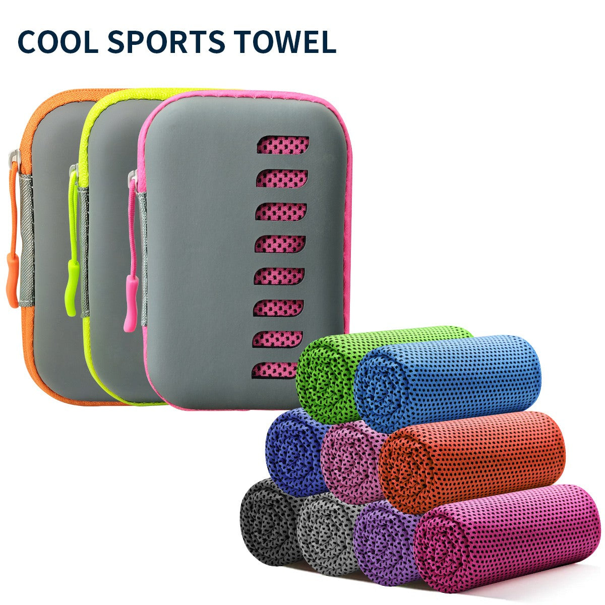 Camping Cooling Towels with EVA Case, Compact & Portable Travel Ice Towel Quick Dry Towels for Sports Gym, Hiking and Yoga
