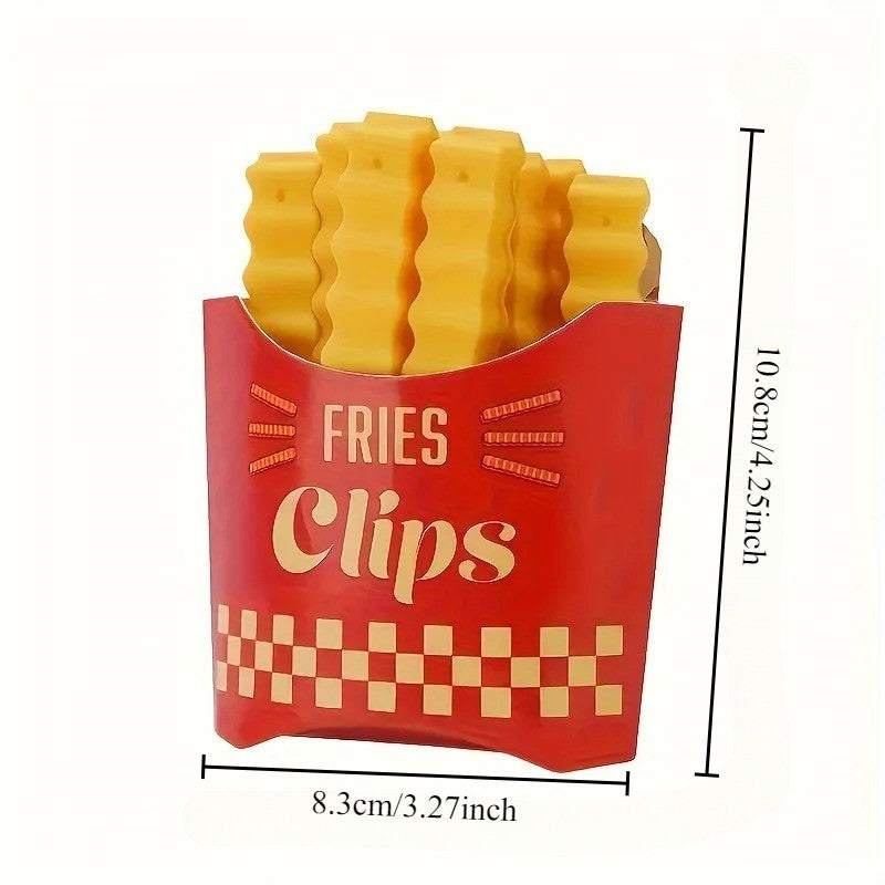 12pcs French Fries Sealing Clip Fridge Magnet Snacks Sealing Clip Food Small Clip Kitchen Plastic Bag Seasoning Sealing Strip