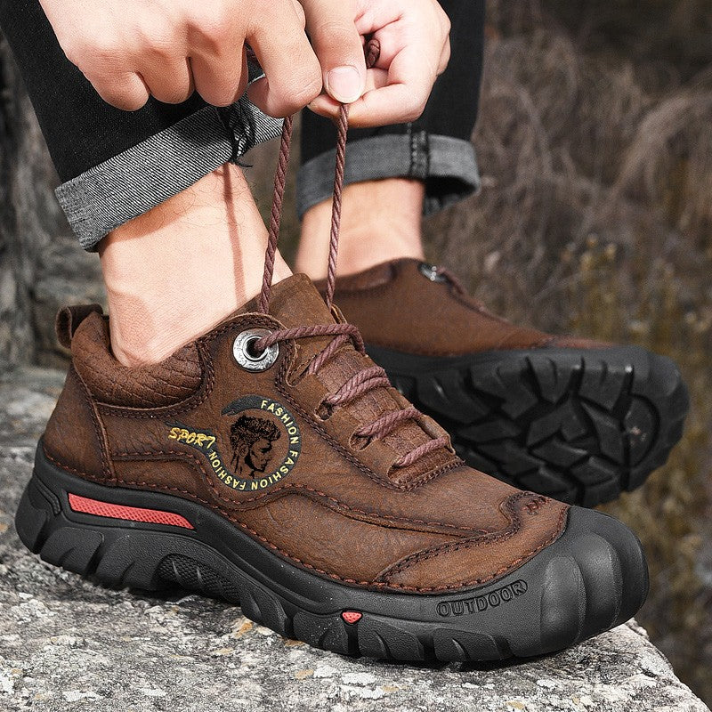 Outdoor Camping Hiking Shoes Men Genuine Leather Sports Sneakers Man Travel Casual Shoes Leisure Walking Climbing Men's Footwear