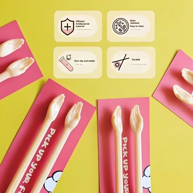 A pair Creative Palm Chopsticks Kitchen supplies Reusable chopsticks Plastic small hands cat claws chopsticks