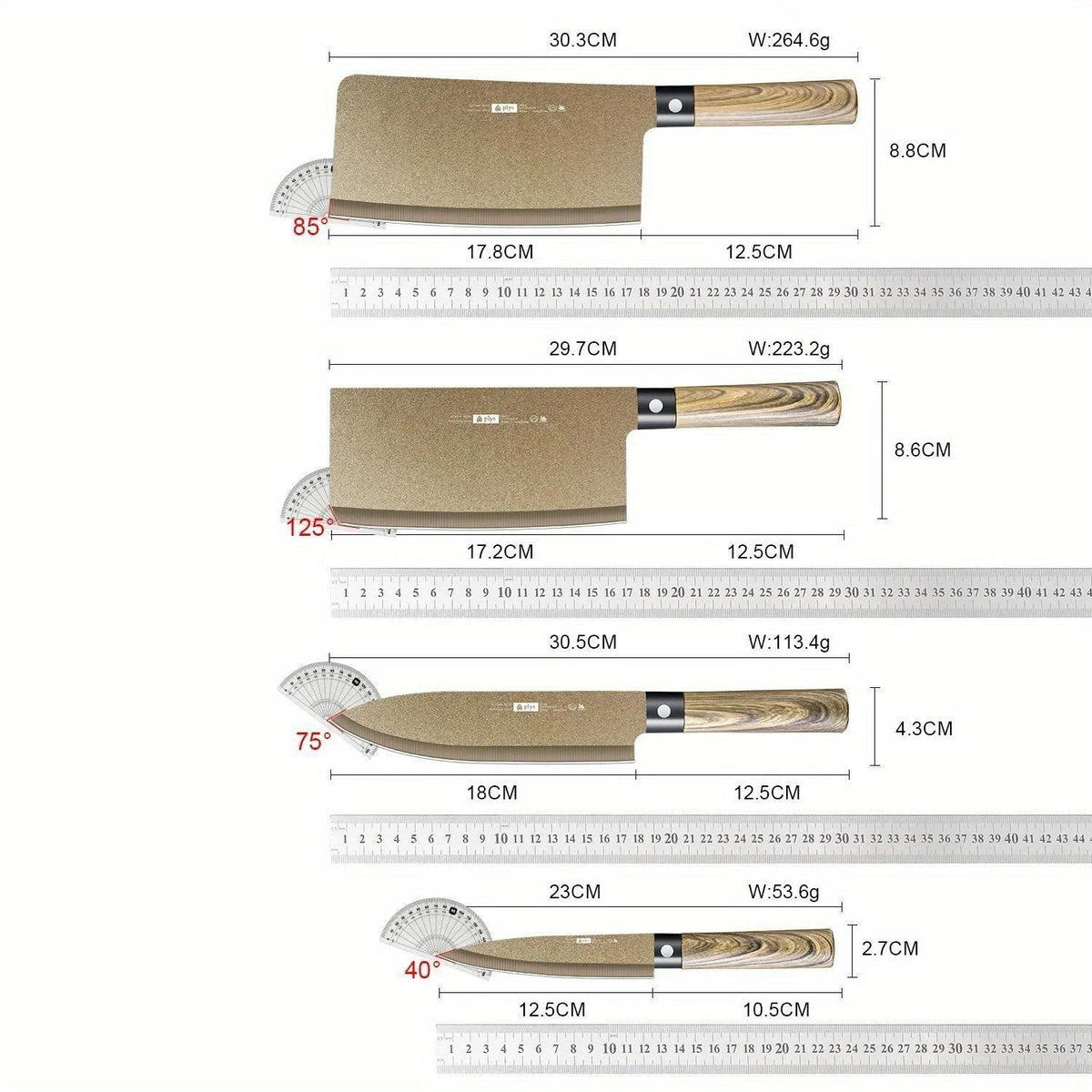 4-Piece Titanium-Coated Kitchen Knife Set - Sharp, Durable, Perfect for Cutting Meat and Bones,Commercial kitchen and Home Cooks