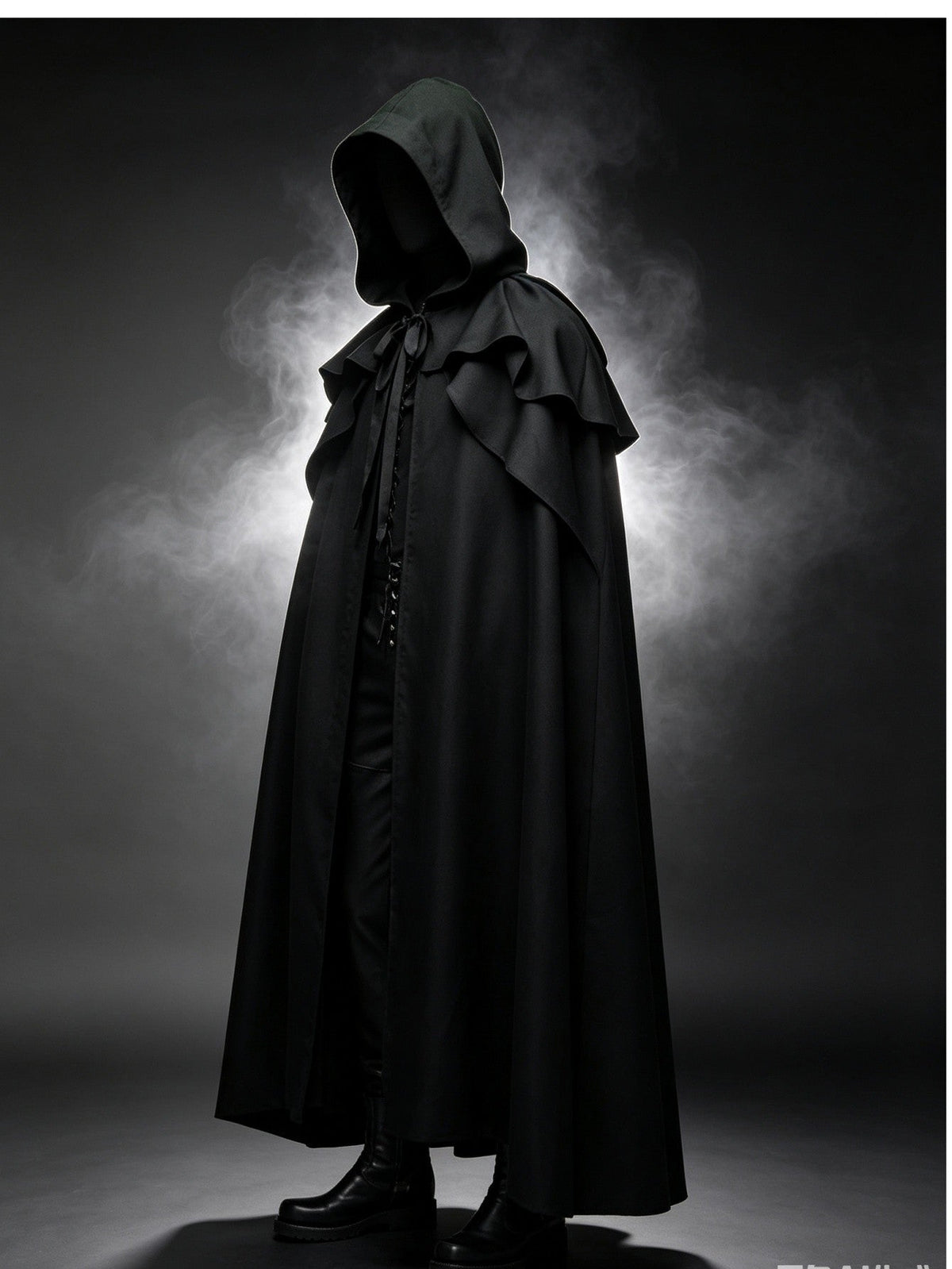Medieval Vintage Hooded Long Cos Cloak, Dark Green Double Lapel Tie Cape, Unisex Ranger Hunter Wizard Role Play Costume, Retro Gothic Cosplay Coat for Halloween Stage Performance