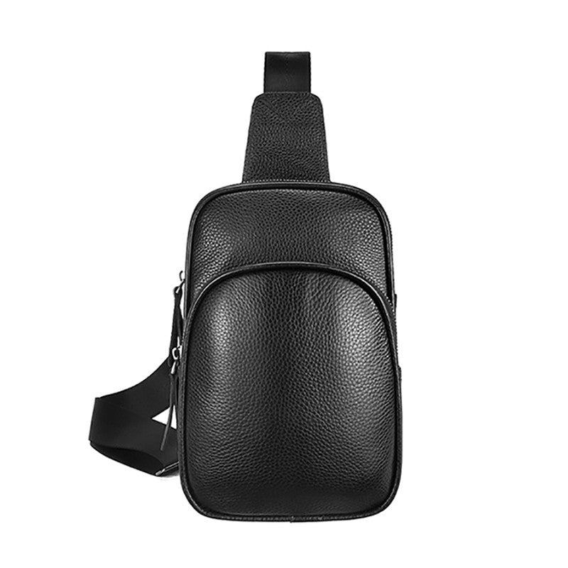 Genuine Leather Small Sling Bag Casual Crossbody Shoulder Chest Cell Phone Purse Fanny Packs Gifts for Women Men Black