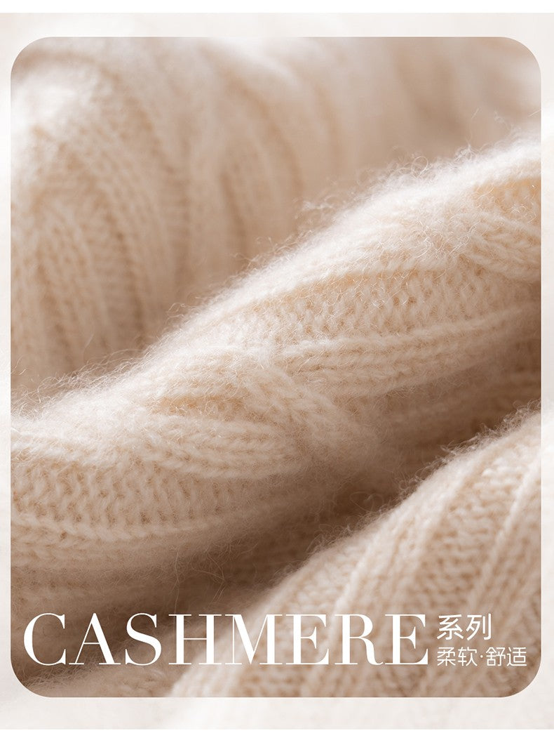Autumn Winter 100% Cashmere Hat Double Layer Thickened Reversible Cold-Proof Unisex Knitted Wool Hat Versatile Ear Protection