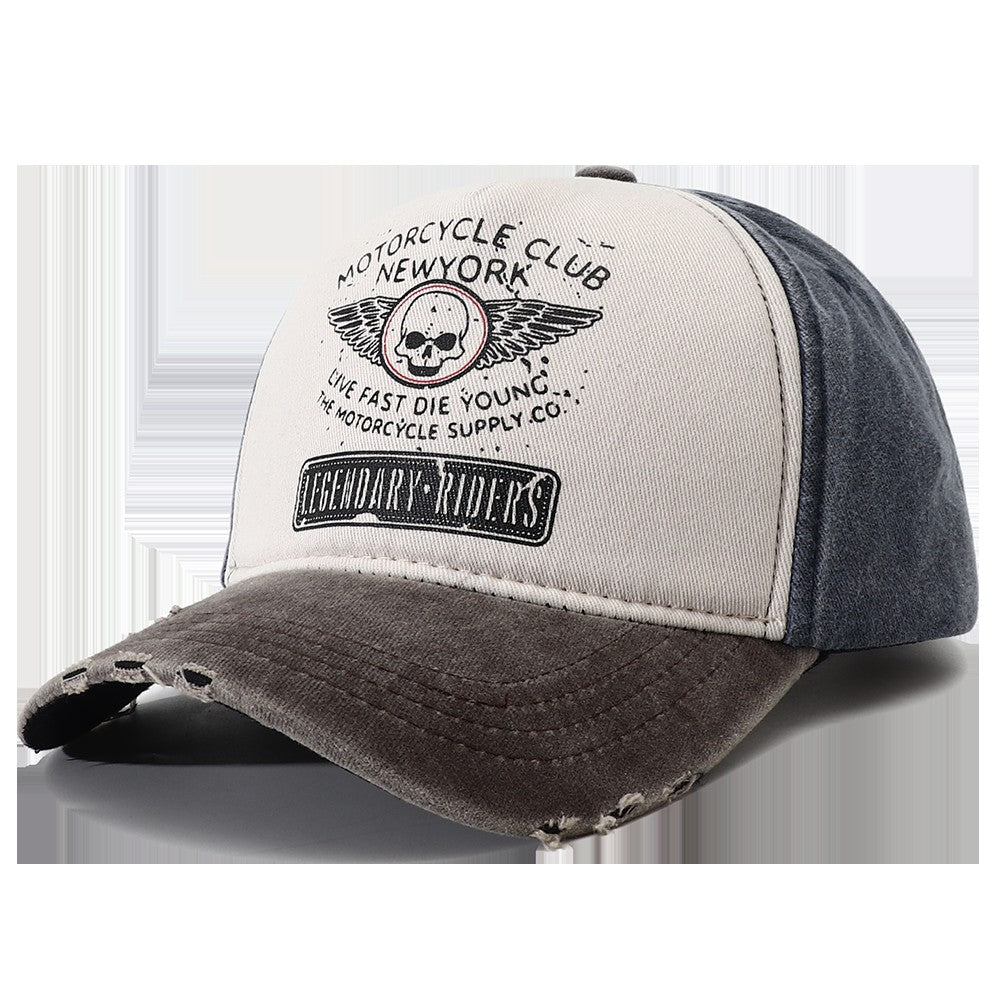 2023 New Punk Motorcycle Cap Casquette Femme Skull Print 5 Panel Baseball Hat Hip Hop New York Snapback Caps for Women Men Bones