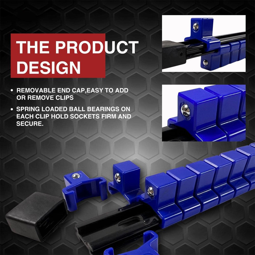 360° Swivel Socket Organizer 1/4 3/8 1/2 Premium Quality Socket Clip Rail Holder Socket Sliding Stand Sleeve Rail Rack Tools 1pc