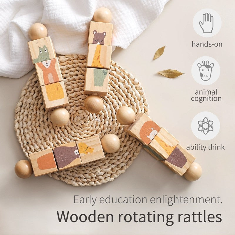1pc Wooden Montessori Toy Hand bell Toy Baby Mobile Musical Rattle Toy Children Stroller Classic Educational Toys Kid Gifts