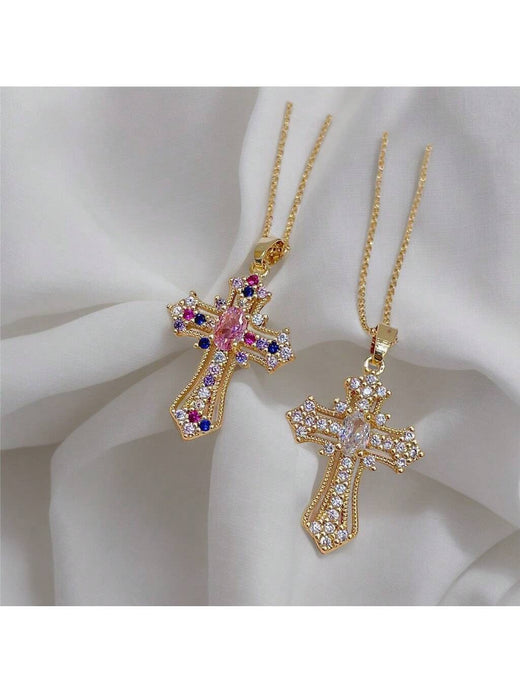 Vintage cross necklace Personalized pendant necklace niche design clavicle chain