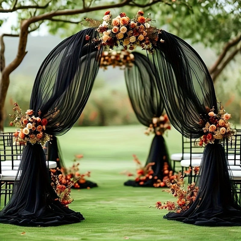 2pcs 8meter Black Polyester Tulle Draping Fabric Wedding Arches Birthday Parties & Stage Decor Christmas Halloween St. Patrick's