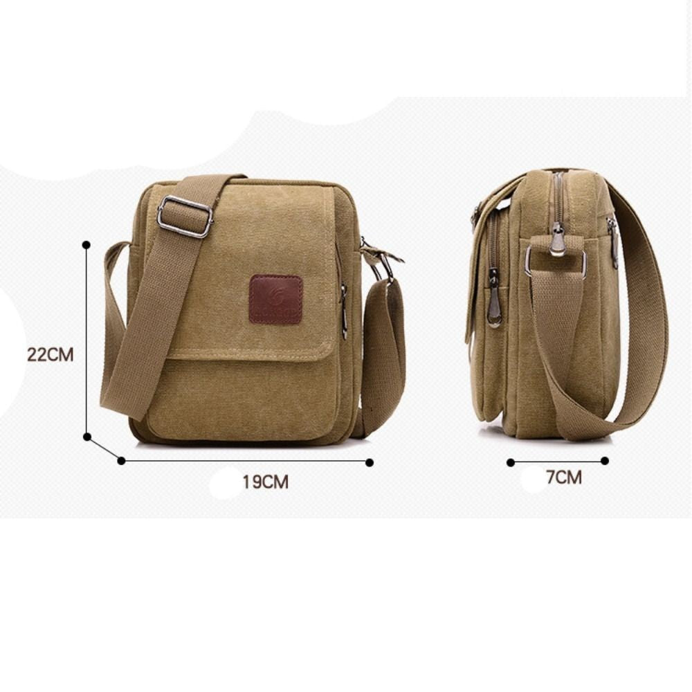 Vintage Canvas Men Crossbody Bag Anti-theft Large Capacity Outdoor Small Bag Wear-resistant Business Cashier Wallet Shoulder Bag
