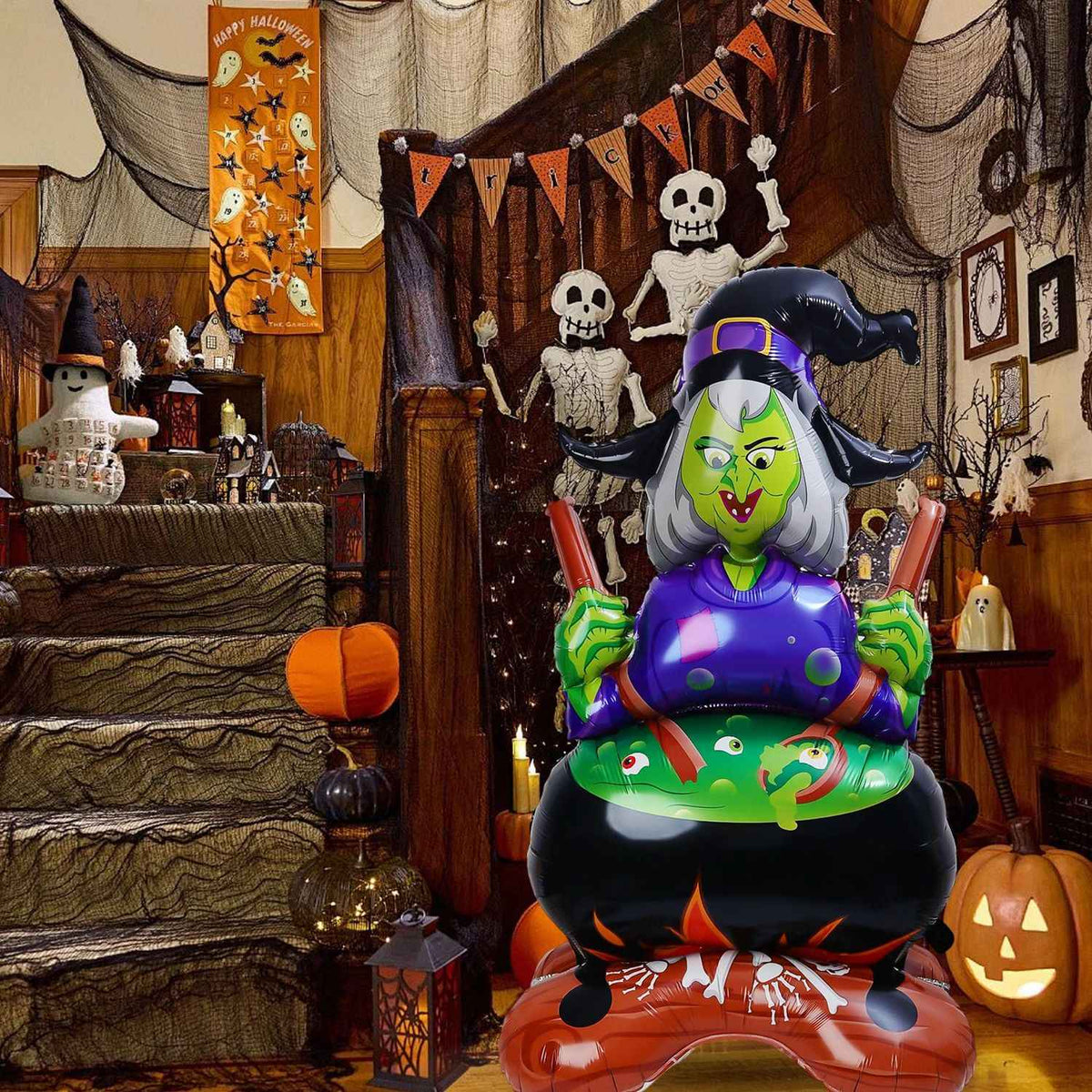 Halloween Party Giant Foil Balloons Inflatable Toys Decor Pumpkin Soldier Witch Ghost Skeleton Reaper Aluminum Standing Balloon