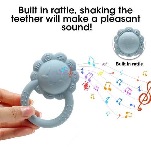 2025 bear teether lion baby rattle with bell sunflower silicone teether 0-1 year toy musical baby toy baby teether