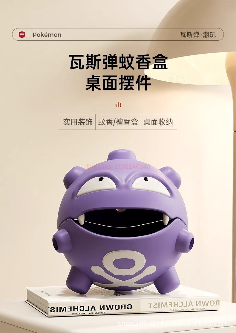 Cartoon Koffing Mosquito Coil Tray Anime Gastly Indoor Incense Holder Cute Bedroom Grimer Figure Desktop Car Decoration Gas Toy