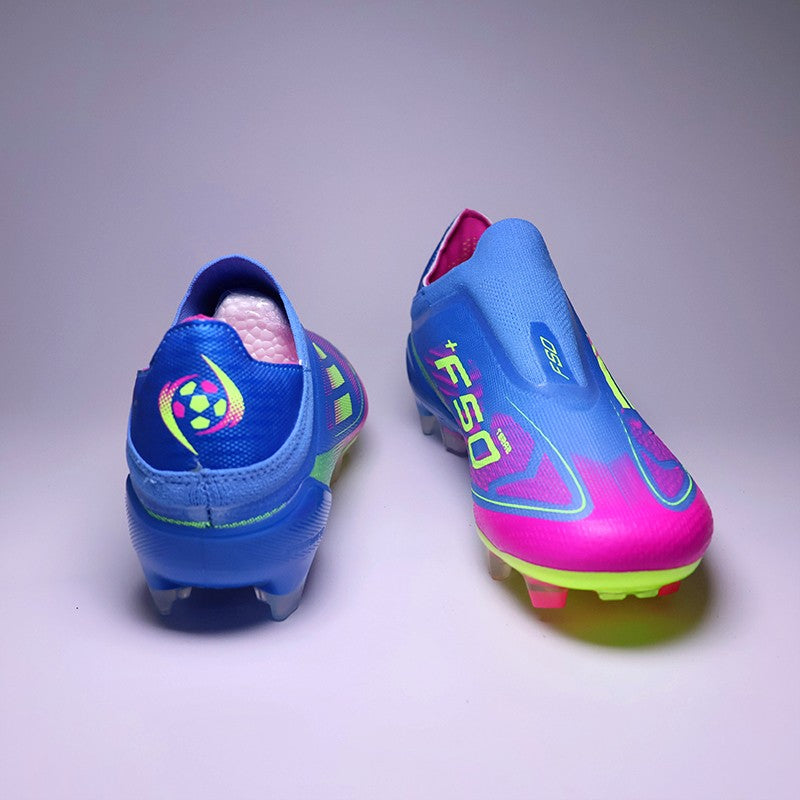 SLIP-ON Mens Soccer Shoes Non-Slip Turf Soccer Cleats for Youth Without-Lace TF/FG Training Football Boots Chuteira Campo 35-45
