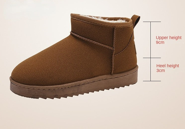 Snow Boots Women's Short Tube Thickened Cotton Shoes Non-slip Winter New Shoes Student Women's Shoes 2023 Black Boots