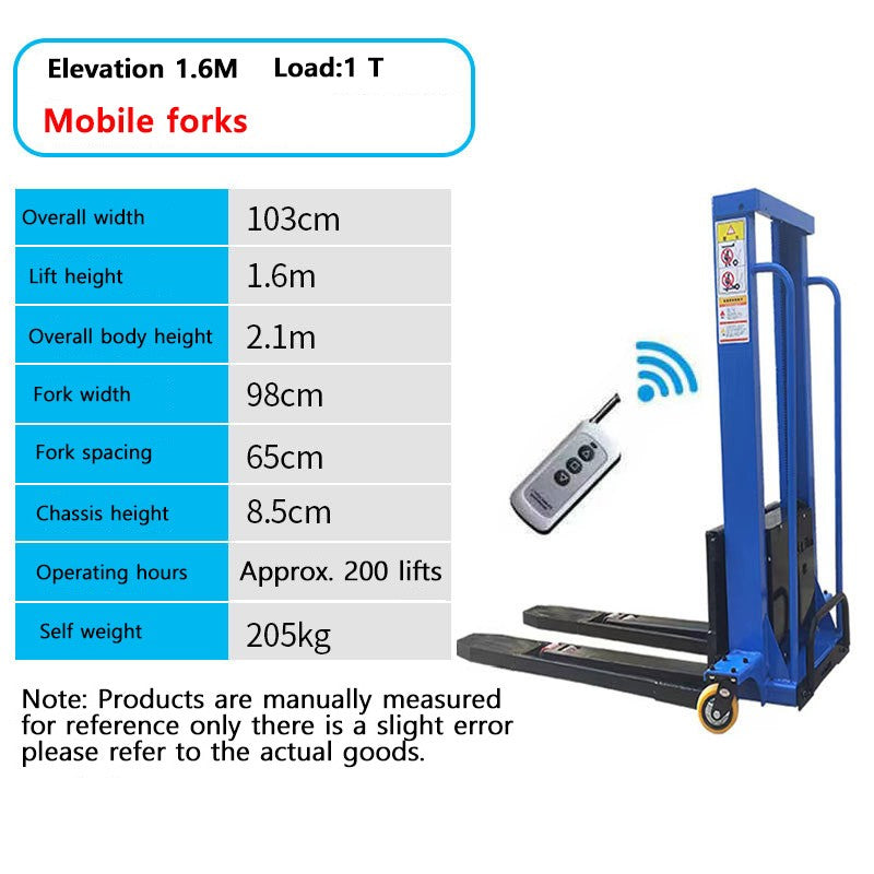 Specialized Portable Electric Truck-Mounted Forklifts 1 Ton 500kg Load Capacity Fully Automatic Lifting Handling Small Forklifts