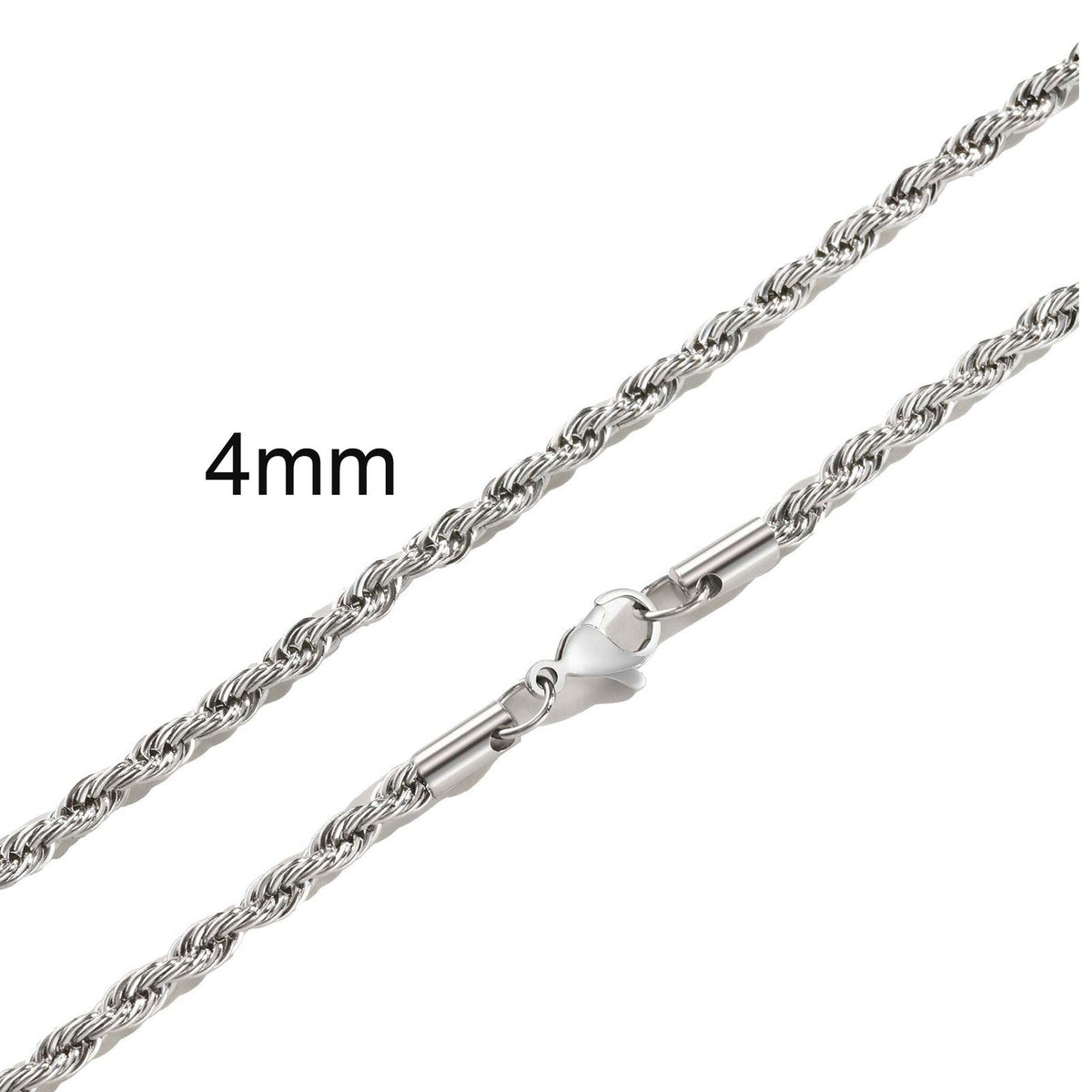 Ropes Long Necklace for Men Women,Stainless Steel Gold Color Twisted Rope Chain Collar,2/3/4/5mm Punk Basic Waterproof Jewelry