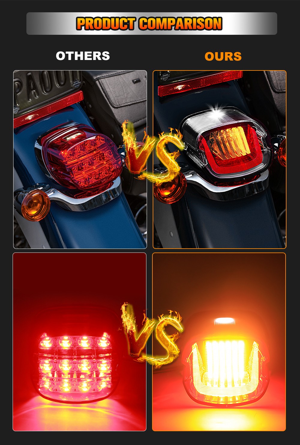 For Harley Davidson Motorcycle LED Rear Brake Tail Light Turn Signal For Harley Sportster Dyna Softail Touring Road Glide Fatboy