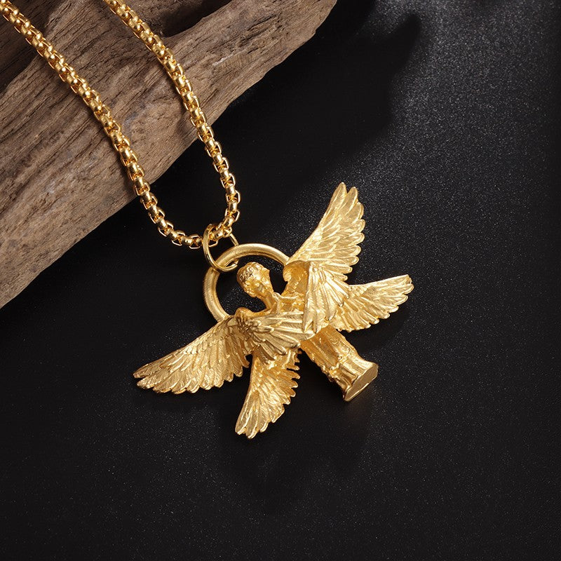 Silver-Plated Anime Mecha Beautiful Girl Girl Pendant Necklace Men and Women Hip-Hop Rock Punk Trendy Jewelry Gift
