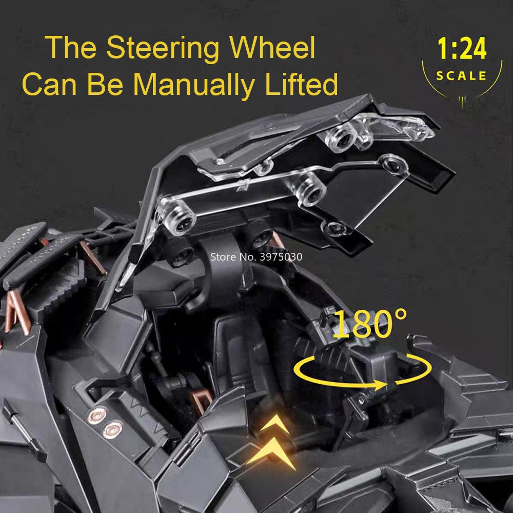 1:24 Scale Batmobile Miniature Models Toys Cars Spray Version with Alloy Diecast Light Sound Vehicles Toy for Child Adult Gifts