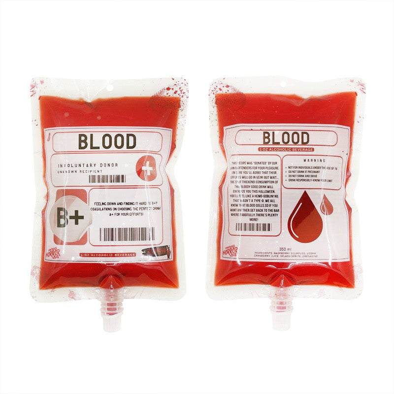 20pcs 350ml Halloween Drink Bags Jelly Spout Pouches Children's Drink Straw Bag Holidays Party Supply Blood Bags