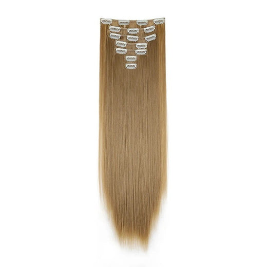 24Inch Synthetic 7Pcs/set Long Straight Hair Extension 16Clips Hairstyle Black Blonde Hairpiece extenciones para el cabello