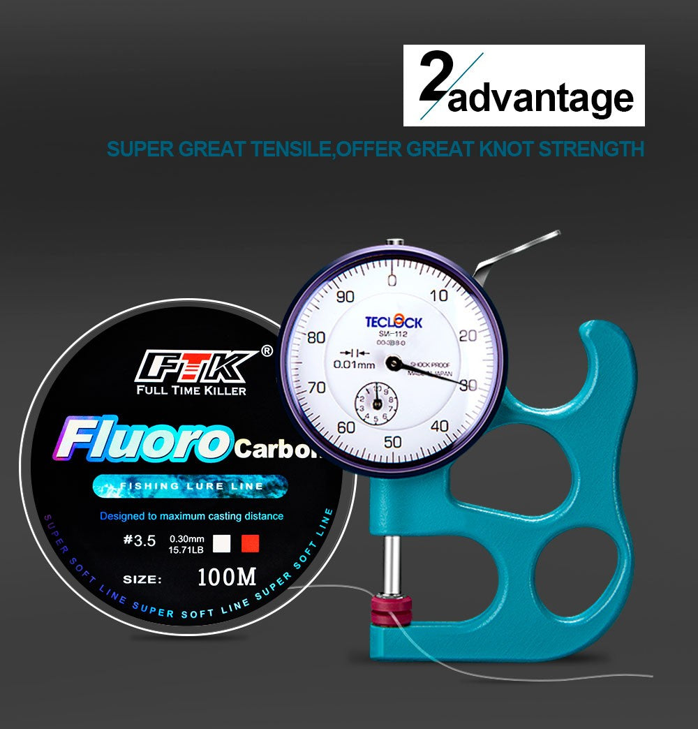 FTK 100m 4.13-34.32LB Fluorocarbon Fishing Lure Line Carbon Fiber Leader Fly Fishing Line Super Soft Line Pesca