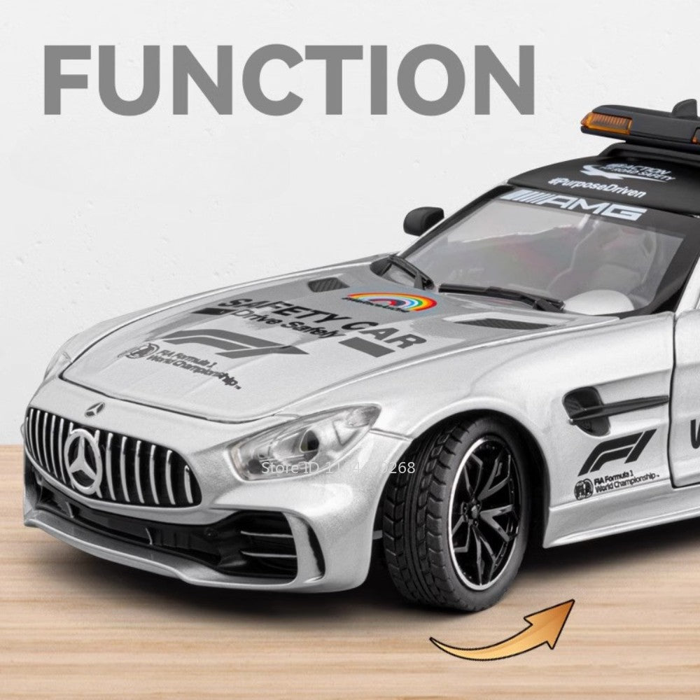 1:24 GTR F1 Safety 300SL Sport Car Model Toy Alloy Diecast Sound Light Shock Absorption Miniature Vehicle Models Collection Gift