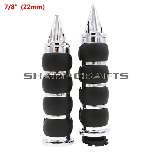 1" 25mm & 7/8'' 22mm Billet Rubber Flame Spike Hand Grips For Harley Honda Kawasaki Suzuki Yamaha Bikes Cruiser Chopper Custom