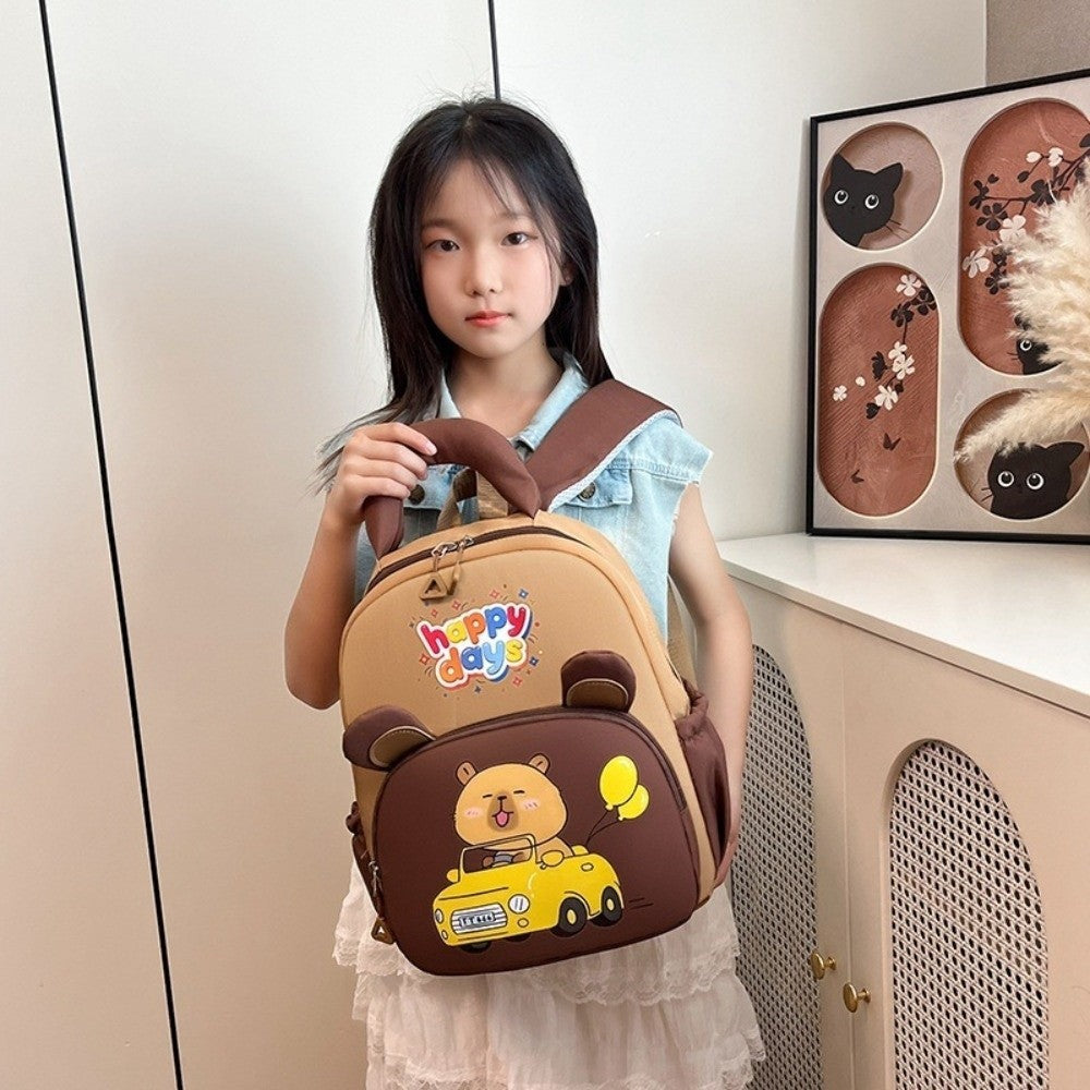 Kawaii Cartoon Capybara Backpack Nylon Lightweight Capybara School Bag Large Capacity Multi-pocket Kindergarten Backpack