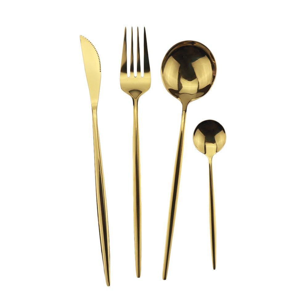 8Pcs Dinner Spoon Dinnerware Stainless Steel Silverware Gold Tableware Kitchen Flatware Black Cutlery
