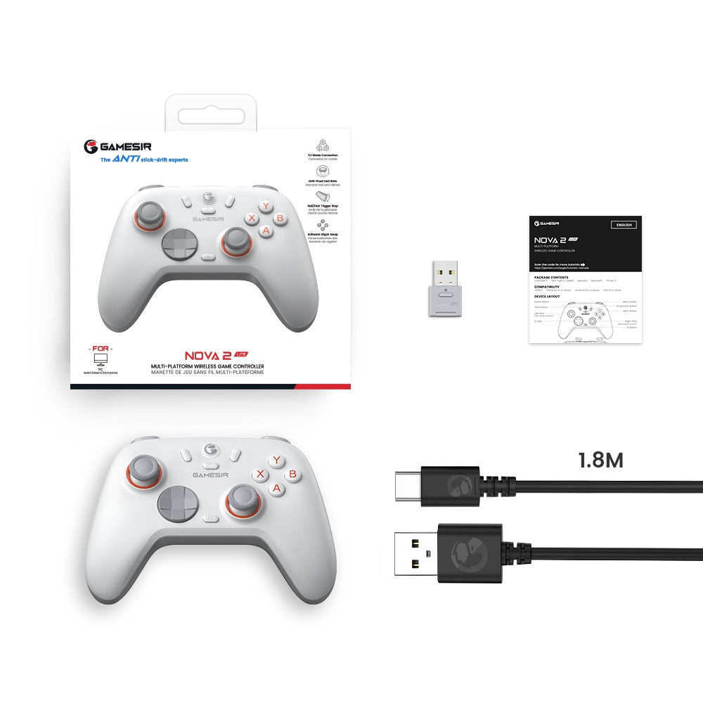 GameSir Nova 2 Lite Wireless Game Controller Switch Gamepad Hall Effect Joysticks Anti-Drift for Nintendo Switch / iPhone / Android / PC