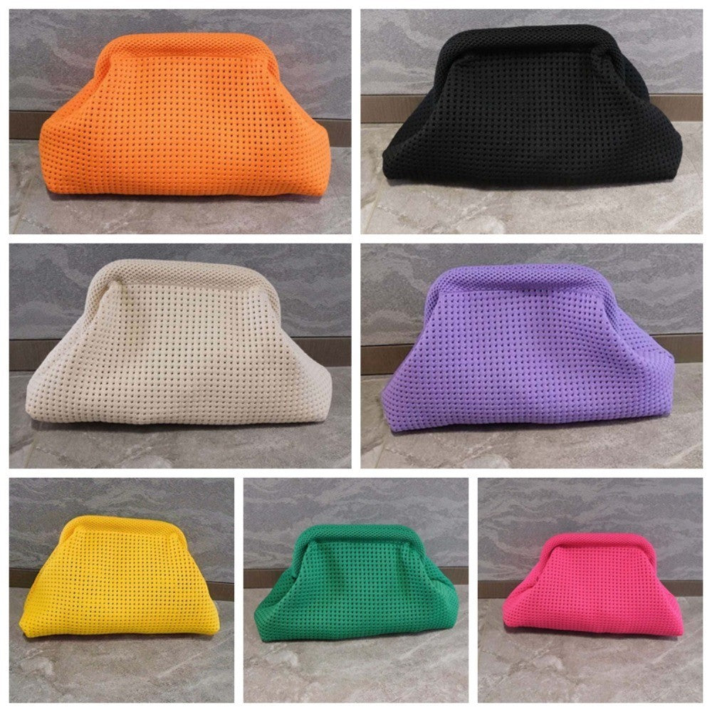 Breathable Summer Beach Clutch Bag Elastic Soft Small Crochet Handbag Polyester Dumpling Clutch For Women